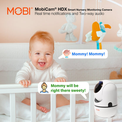 cam HDX Wi-Fi Pan & Tilt Smart Nursery Monitoring Camera, Baby Video Monitor, Night Vision, Motion Detection, Full HD, Two-Way Audio, Remote View & Recording with Free Smart App