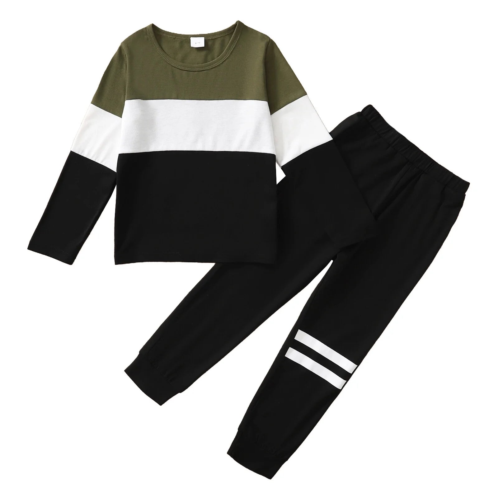 5T Kids Boy Clothes Little Boys 2PCS Outfits 5-6 Years Boys Long Sleeve round Neckline Tops Pants Set Green