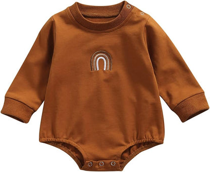 Baby Boy Girl Crewneck Sweatshirt Onesie Sweater Shirts Long Sleeve Romper Cute Fall Winter Outfit Clothes