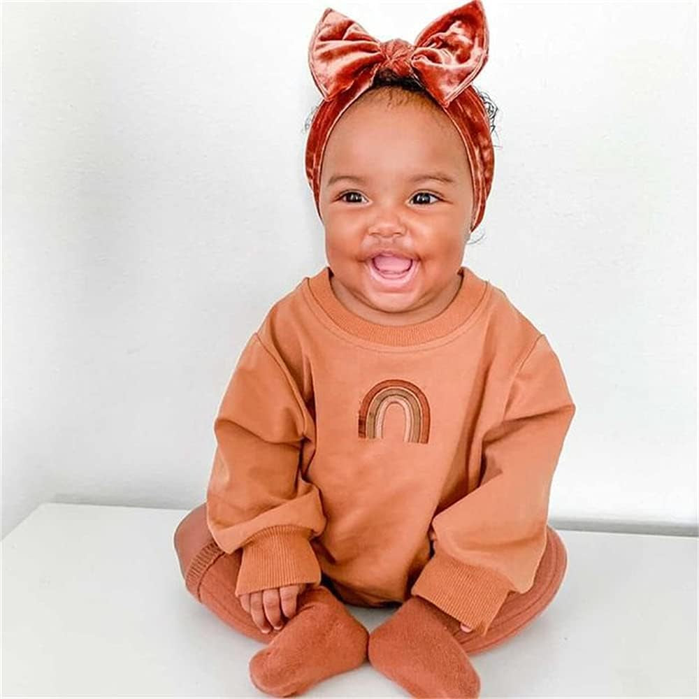 Baby Boy Girl Crewneck Sweatshirt Onesie Sweater Shirts Long Sleeve Romper Cute Fall Winter Outfit Clothes