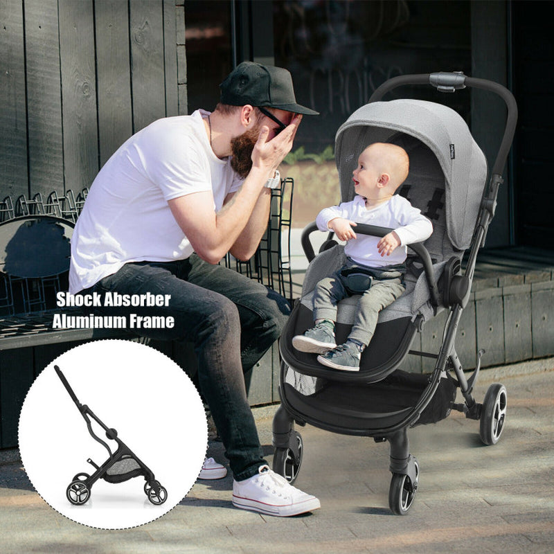 High Landscape Foldable Baby Stroller with Reversible Reclining Seat