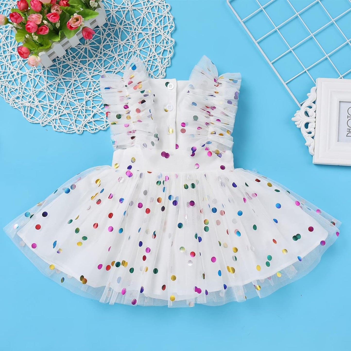 Newborn Baby Girl 1St Birthday Outfit Princes Dress with Diaper Cover Lace Ruffles Romper Tutu Cake Smash Photo Shoot