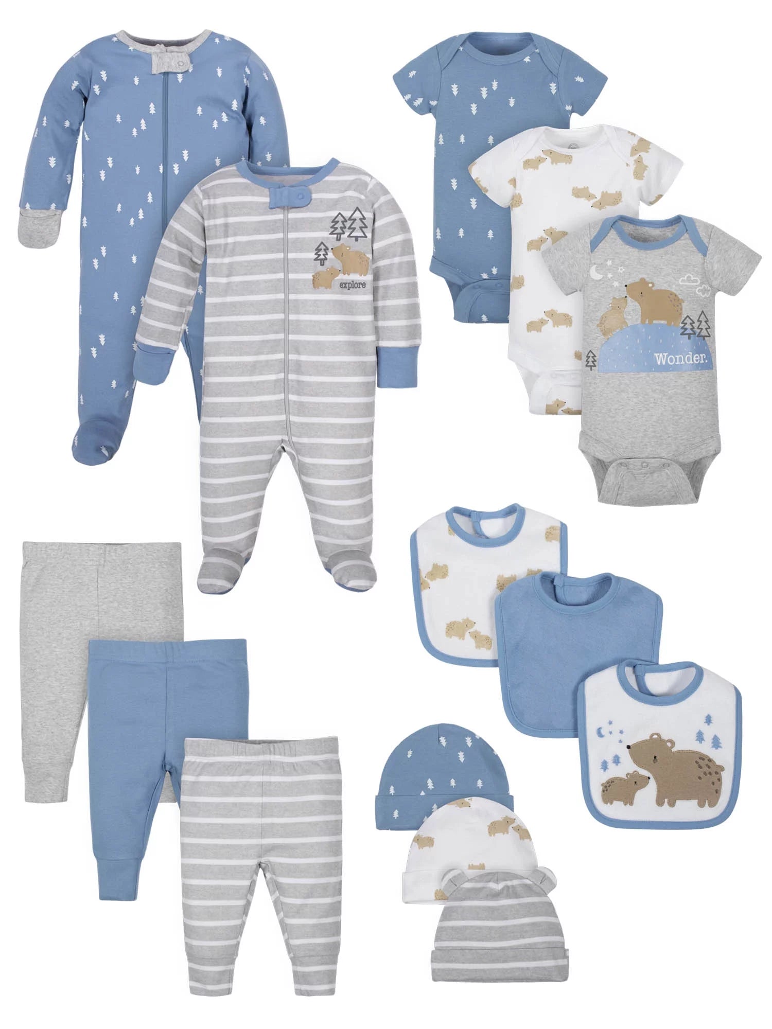 Baby Boy Newborn Clothes Essentials Gift Set, 14-Piece