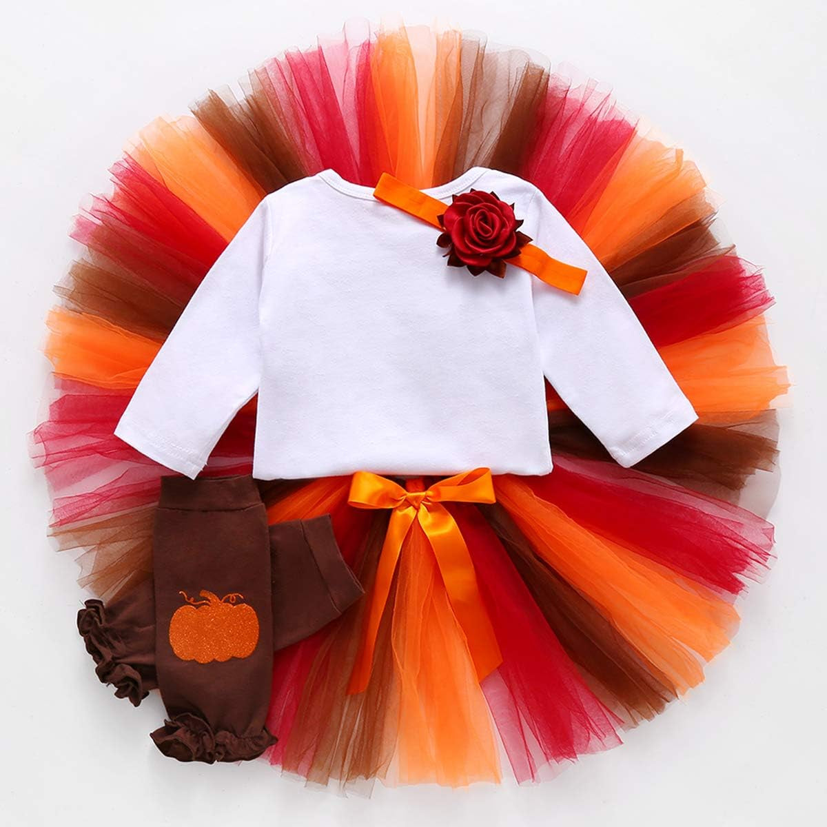 Baby Girl One 1St Birthday Outfits Pumpkin Long Sleeve Romper Tulle Tutu Skirt Headband Fall Clothes Set