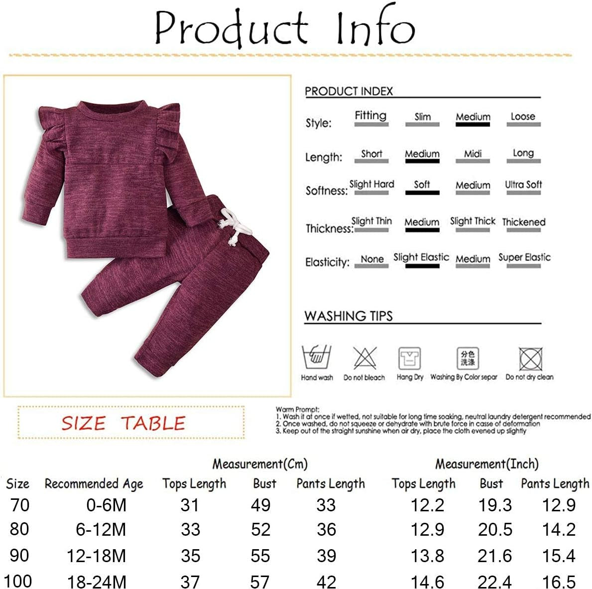 Infant Baby Girls Clothes Ruffle T-Shirt + Pants Fall Winter Outfits Set