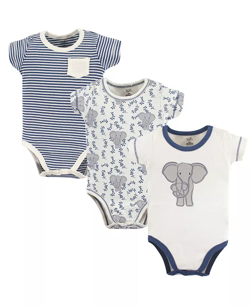 Baby Boys Baby Organic Cotton Bodysuits 3Pk, Elephant