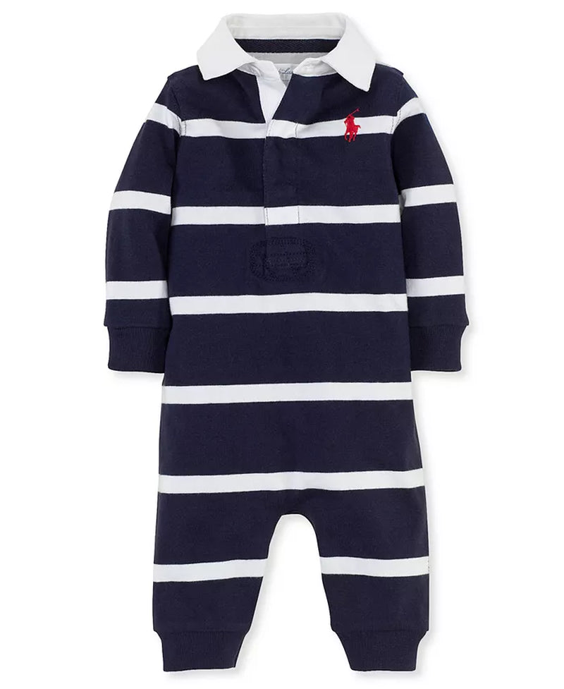 Baby Boys Striped Rugby Cotton Coverall