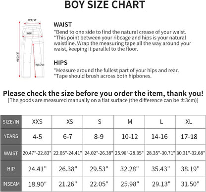 Boy'S Fleece Lined Hiking Pants Waterproof Windproof Warm Soft Shell Outdoor Cargo Pants Snow Ski Walking Trousers