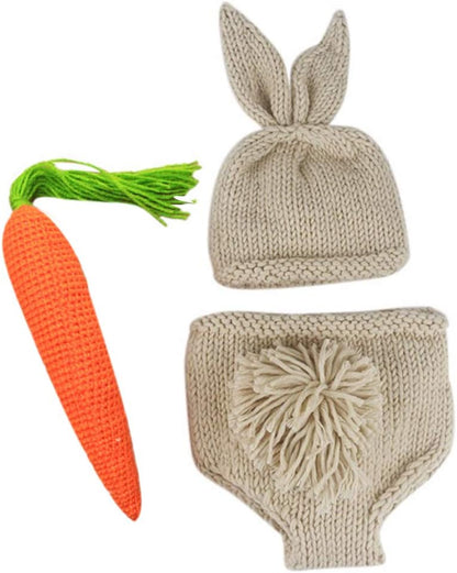 Newborn Baby Easter Bunny Photography Prop Costume Crochet Knit Hat Diaper Carrot 1St Birthday Outfit Set for Boy Girl