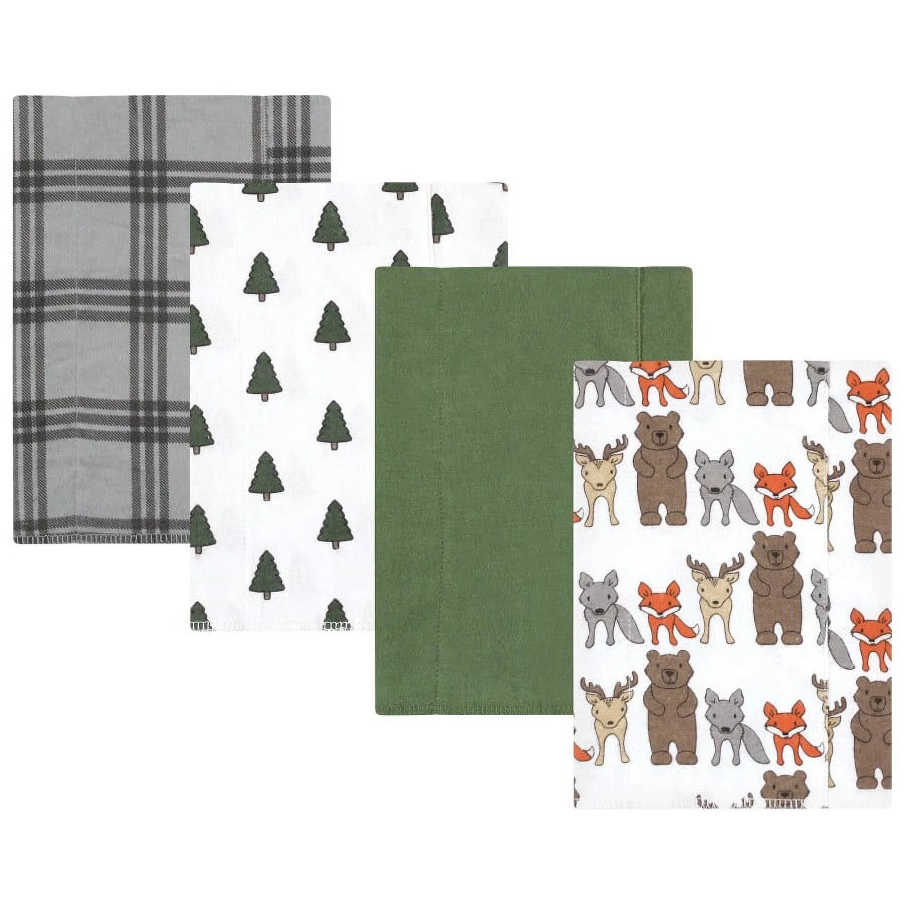 Infant Boy Cotton Flannel Burp Cloths, Wild Forest 4-Pack, One Size