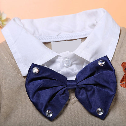 2Pcs Toddler Baby Boys Bow Tie Shirt Tops+Denim Pants Gentleman Clothes Outfits