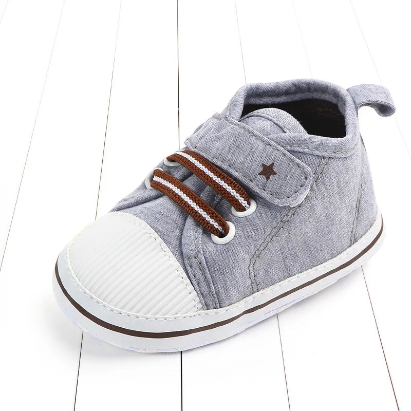 Infant Babies Boys Girls Shoes Soft Sole Canvas Solid Footwear for Newborns Toddler Crib Moccasins Letter Print Anti-Slip Shoes