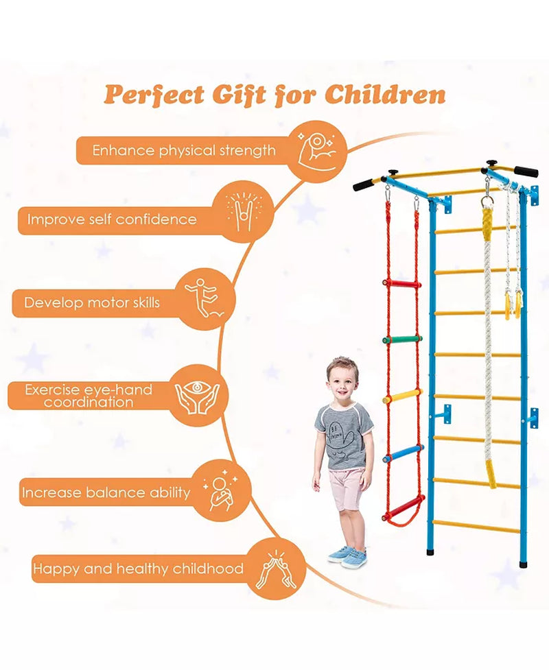 5 in 1 Kids Indoor Gym Playground Swedish Wall Ladder Children Home Climbing Gym