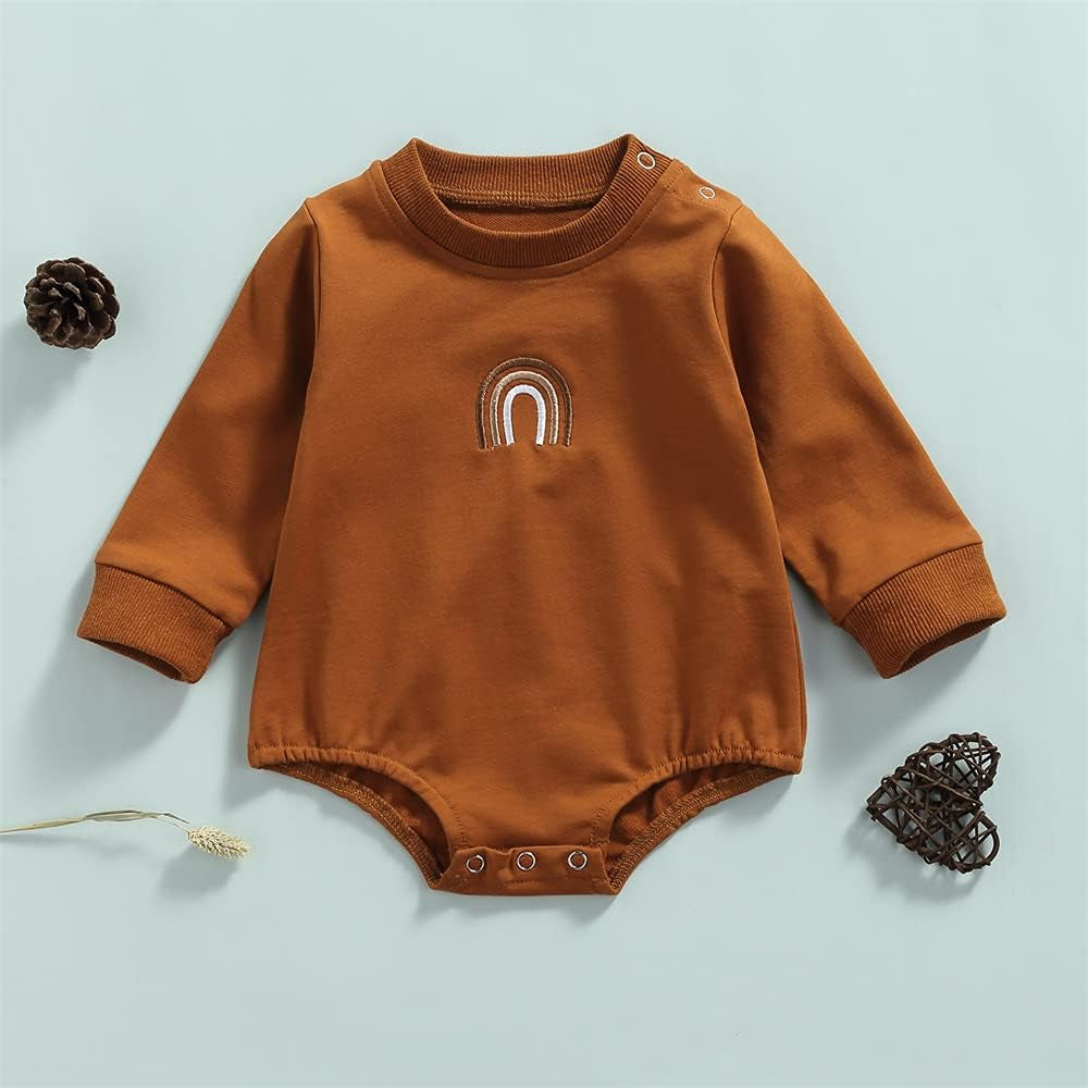 Baby Boy Girl Crewneck Sweatshirt Onesie Sweater Shirts Long Sleeve Romper Cute Fall Winter Outfit Clothes